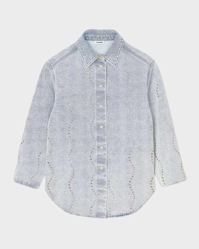 Wave Embellished Denim Shirt